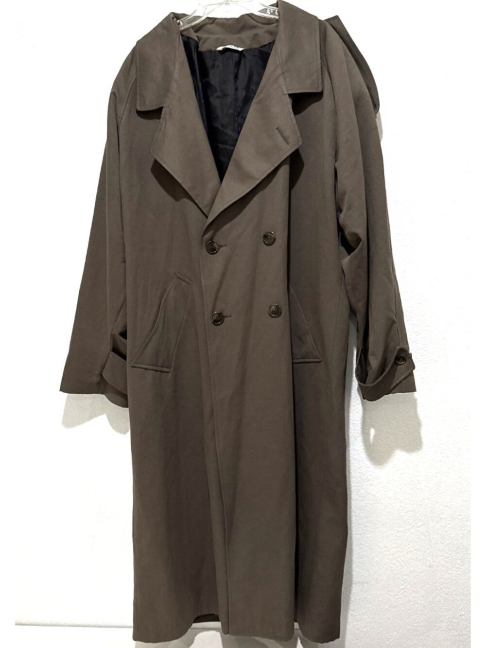 Amici Classic Double Breasted Taupe Dark Khaki Trench Coat Womens Size 2XL